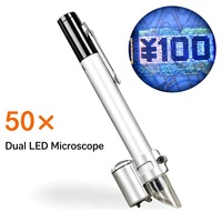 Microscopio de Bolsillo Tipo Lápiz con Lupa de 50x, Iluminación LED, para Impresión Textil Electrónica