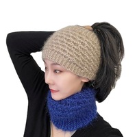 Nouveau Bandeau en Laine Automne-Hiver, Accessoire Cheveux Élégant à Bord Large, Couvre les Cheveux Blancs, Chaud, en Fourrure d'Écureuil, Style Coréen à Carreaux