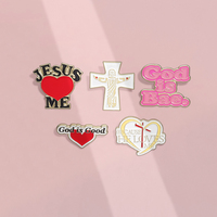 Épingles en Émail Collection Jésus M'Aime Broches Métal Personnalisées Chrétiennes Dieu Est Bon Bijoux Cadeau pour Amis Sac à Dos ou Revers