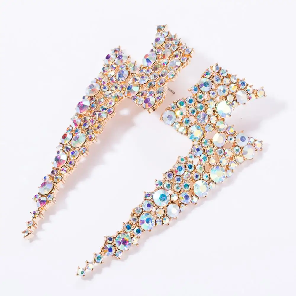 패션 디자인 크리 에이 티브 합금 다이아몬드 다이아몬드 번개 과장된 성격 클로 체인 귀걸이