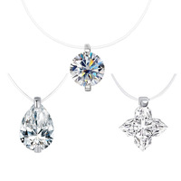 Collier de Moissanite haut de gamme européen américain S925 Sterling Silver Tear Mermaid Clavicule Chain Transparent Pendant Necklace