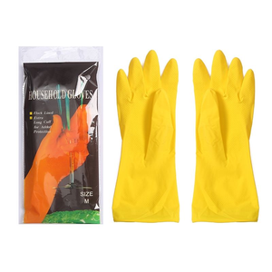 Directo HK 40g amarillo poliéster uso General impermeable lavavajillas guantes protectores orificio para el pulgar para mujeres cocina Natural - Product Image 1