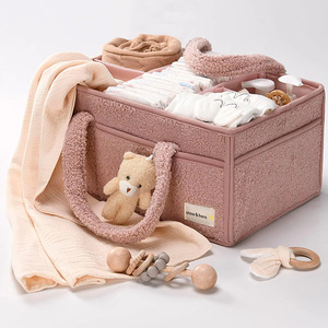 Organisateur <span class=keywords><strong>de</strong></span> Poussette Portable en Velours Teddy avec Panier <span class=keywords><strong>de</strong></span> Rangement, Porte-Lingettes et Porte-Couches, <span class=keywords><strong>Cadeau</strong></span> <span class=keywords><strong>de</strong></span> Naissance pour l'Organisation des Couches - Product Image 3