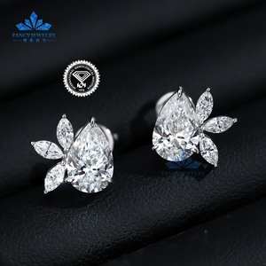 Nueva llegada joyería fina de lujo para mujer tornillo tachuelas pendiente 1CT VS1 corte de pera corte Marquesa 14K 18K oro laboratorio cultivado pendientes de diamantes - Product Image 1