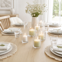 Porte-bougie en verre transparent de qualité supérieure, tailles assorties, pour bougies chauffe-plat, idéal pour la décoration de mariage et de table à la maison