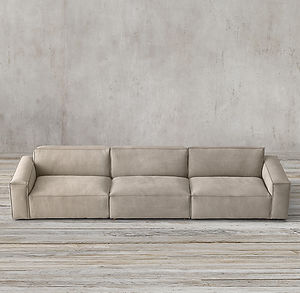 <span class=keywords><strong>Canapé</strong></span> modulaire en <span class=keywords><strong>cuir</strong></span> RH COMO 3 pièces, <span class=keywords><strong>cuir</strong></span> <span class=keywords><strong>beige</strong></span> grain supérieur, sectionnel avec lignes épurées, ensemble de salon moderne et luxueux - Product Image 4