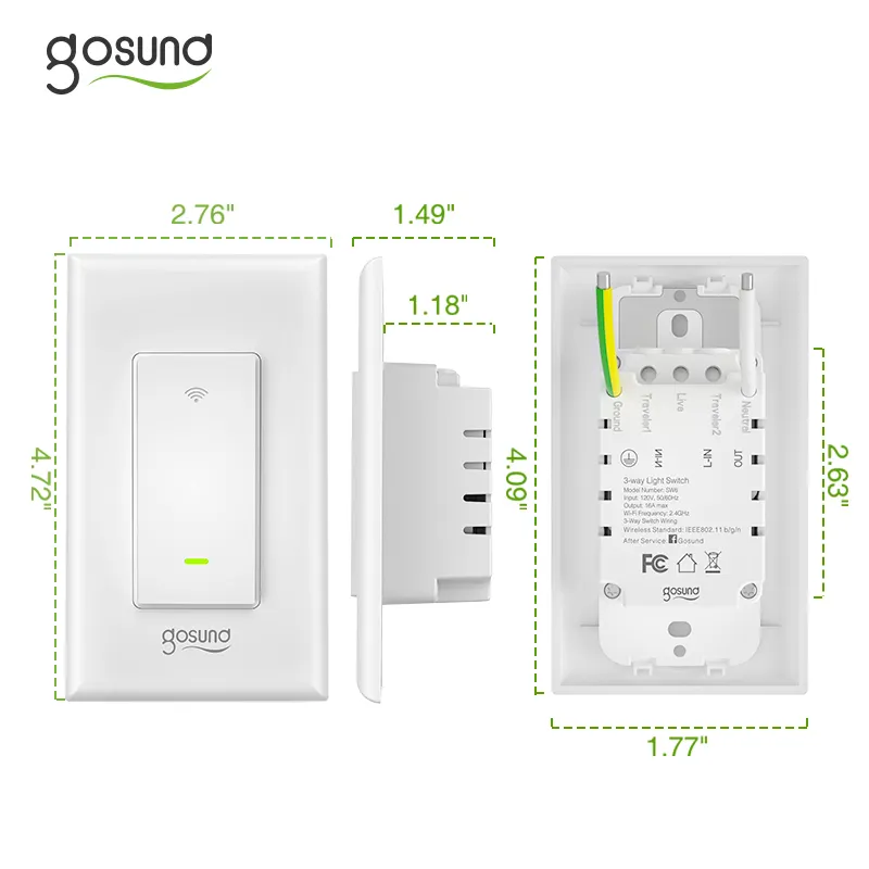 Gosund Wifi Remote Control Google Home AM Alexa Echo Tuya App Energy Saving 3 Way Smart Switch