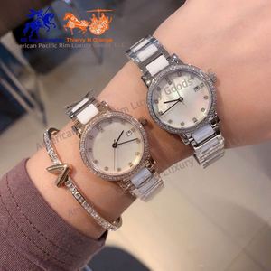 Women Round Dial Quartz <b>Watch</b> with Diamond Bezel Ceramic and Metal Bracelet Dress Wristwatch Longinesing - Product Image 4