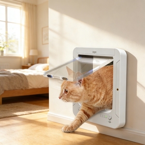 Porte pour animaux de compagnie intelligente en plastique RFID rectangulaire <span class=keywords><strong>avec</strong></span> direction d'accès réglable, porte automatique pour chats et chiens - Product Image 1
