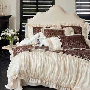 French Style 4 Pcs Milk Velvet Pillow Shams Home Textiles <strong>White</strong> <strong>Ruffles</strong> <strong>Bedding</strong> Warm Duvet Cover <strong>Bedding</strong> Sets Supplier - Product Image 2
