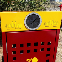 Contenedor de Reciclaje Metálico Perforado Cuadrado para Exteriores con Símbolo de Reciclaje para Jardín, Calle o Plaza