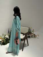 Abaya en dentelle turquoise aqua, robe musulmane de Dubaï, vente en gros, Ramadan Eid 2026, fournisseur d'usine, commande en gros