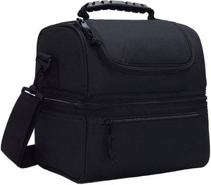 Free Sample Adult Lunch <b>Box</b> Insulated Lunch Bag <b>Large</b> <b>Cooler</b> Tote Bag for Men, Women, Double Deck <b>Cooler</b>(Black <b>Large</b>) - Product Image 1