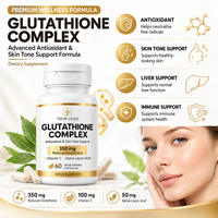 Capsules de Glutathion Marque Blanche OEM ODM Complément Alimentaire Antioxydant 350mg Glutathion Réduit avec Vitamine C 60 Capsules