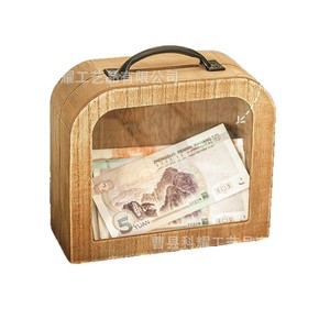 Caja de madera para dinero, caja de almacenamiento de color madera natural para billetes, uso doméstico - Product Image 5