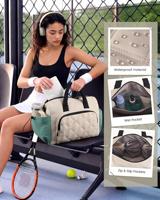 Sac de sport léger en polyester pour femme avec poches pour bouteille d'eau et tapis de yoga, résistant à l'eau, pour les voyages et l'usage quotidien