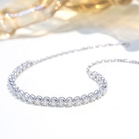 Bracelet chaîne demi-tennis en or massif 14 carats pour femmes avec bracelet en diamant réglable 1CTW et or-Vente en gros
