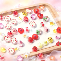Breloques pour ongles en résine, mini-fruits mignons 3D, pomme, pêche, citron, fruits mélangés, décorations pour ongles, art des ongles transparent kawaii