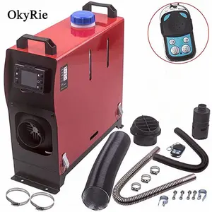 Okyrie silenciador de ar 12v tudo em um, aquecedor de estacionamento, saída de ar única, lcd, controle remoto, silenciador, estacionamento, diesel, aquecedor de ar