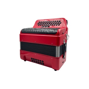 Accordéon professionnel diatonique en bois SEASOUND, 34 boutons, 12 basses, 3 registres, corps rouge, grille noire, boutons noirs, JB3412C Acordeon - Product Image 5