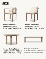 Ensemble de salle à manger en teck pour l'extérieur, style américain, table et chaises pour villa, jardin, terrasse