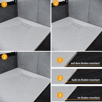 USA Canada Customized Anti-Slip Rectangle Smc Receveur de douche Center Drain Stone Resin Base de douche Pan Acier inoxydable Céramique