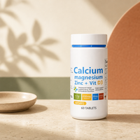 Comprimés de Calcium, Magnésium, Zinc et Vitamine D3 – Flacon de 60 Comprimés – Complément Alimentaire – Vente en Gros – Logo Personnalisé – OEM – Approvisionnement Direct Usine