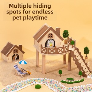 Juego <span class=keywords><strong>de</strong></span> Accesorios Ecológicos <span class=keywords><strong>de</strong></span> Madera Sólida <span class=keywords><strong>para</strong></span> Animales Pequeños, Rectangular, <span class=keywords><strong>para</strong></span> Hámster, Juguete Tipo Mansión <span class=keywords><strong>para</strong></span> Hámster Dorado con Artículos Decorativos Completos - Product Image 3