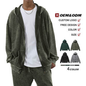 مخصص فاخر التطريز هودي الشارع الشهير هوديي فارغة خمر المتضخم غسل حمض المتعثرة البريدي حتى هوديي - Product Image 2