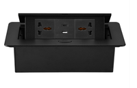 Prise de table escamotable avec 3 prises et 2 ports USB (Type-A et Type-C), 16A/20A, en alliage d'aluminium, IP20, universelle UE, certifiée CE
