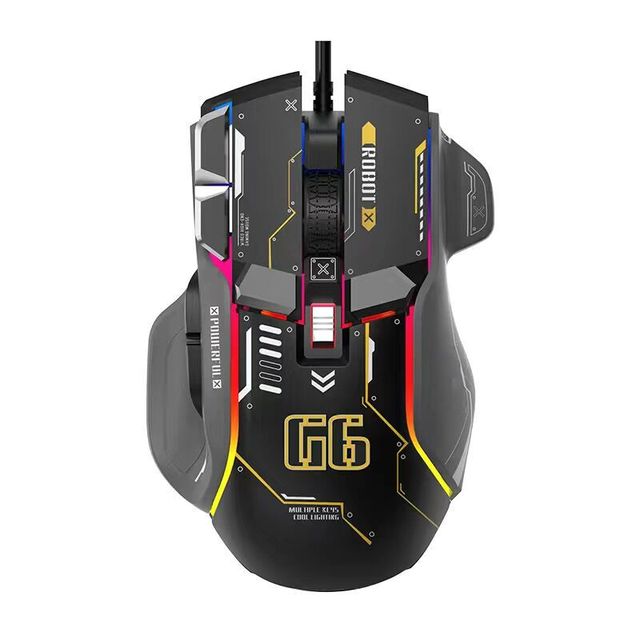 Freewolf G6 RGB Lighting with Fire Button Macro Customization 12 Keys Mechanical Gaming Mouse