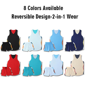 Maillot de basket-ball réversible personnalisable pour homme, 100% polyester, respirant, ensemble uniforme d'entraînement, vêtements de basket-ball - Product Image 3