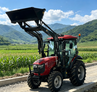 Tracteur agricole HANYE 75HP 4x4 avec moteur diesel Yunnei, chargeur frontal, climatisation, cabine, longue durée de vie, haute performance