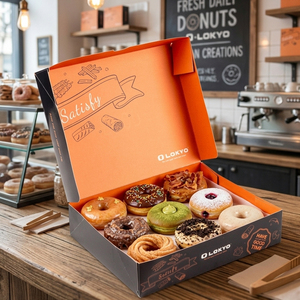 Caja de Embalaje para Alimentos Rápidos LOKYO, Resistente, Corrugada, Impresa Personalizada, para Donuts, Papas Fritas, Pasteles y Galletas - Product Image 1