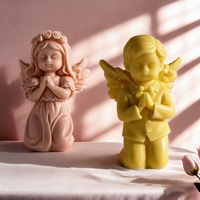 Moule en silicone pour bougie d'aromathérapie, gâteau, diffuseur, pierre en résine époxy, plâtre, motifs Fille ange et Petit garçon, DIY, transfrontalier