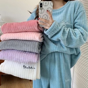 <span class=keywords><strong>Pijamas</strong></span> de Invierno para Mujer, Estilo Vintage, Cintura Elástica, Forro Polar Coral Sólido, Grueso y Cálido, para el Hogar - Product Image 1