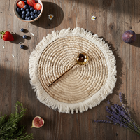 Set de table en écorce de maïs tressée à bord festonné, épaisseur 5 mm, isolant thermique, design pastoral moderne, pour petite tasse à thé