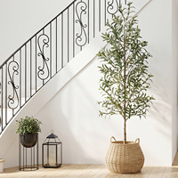 Grand Olivier Artificiel de 220 cm avec Feuilles en Soie et Pot Noir Premium pour Intérieur