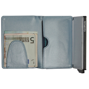 CardHoda Aluminum <b>RFID</b> <b>Wallet</b> Unisex Minimalist Fold Closure Short Card Holder Genuine Leather Lining Blue - Product Image 2
