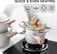 Set Peralatan Masak Aluminium Cor Anti Lengket - Peralatan Masak Dapur Tahan Lama untuk Memasak Sehari-hari, 11 Buah.