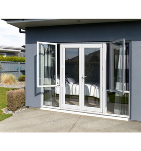 Puerta <span class=keywords><strong>de</strong></span> Vidrio <span class=keywords><strong>de</strong></span> Aleación <span class=keywords><strong>de</strong></span> Aluminio y Acero para Exteriores, <span class=keywords><strong>Diseño</strong></span> Gráfico Moderno, Apertura Lateral Doble, para Hoteles, Superficie Acabada - Product Image 4