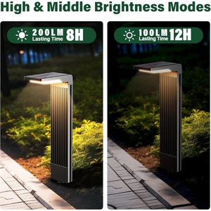 Lampe solaire de jardin Coxseni 60 LED en aluminium, lumière chaude et froide, étanche, pour allée, jardin, terrasse - Product Image 4