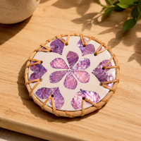 Sous-verres en coquillages YY Home, décoration de bureau, sous-verres en rotin, style bohème, tapis de tasse à thé, tapis pour boissons, tapis imperméable, sous-verres floraux en coquillages