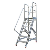 Plate-forme mobile roulante de sécurité à quatre roues en aluminium personnalisable marches échelle entrepôt mains courantes aide au levage des roues Support OEM