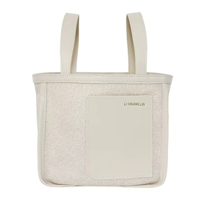 Custom Logo OEM High-end Microfiber Patchwork <b>Canvas</b> Tote <b>Bag</b> Structured <b>Drawstring</b> With Liner Commuting Handbag - Product Image 4