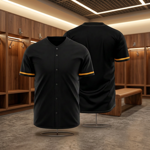 Maillot de baseball unisexe personnalisé, col en V, manches courtes, boutons sur le devant, polyester respirant, coupe classique, printemps-été - Product Image 4