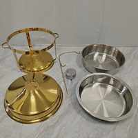 Plat à chafing de luxe en verre et métal doré en forme d'œuf, 3L, alimenté à l'alcool, pour buffet d'hôtel, banquet et traiteur