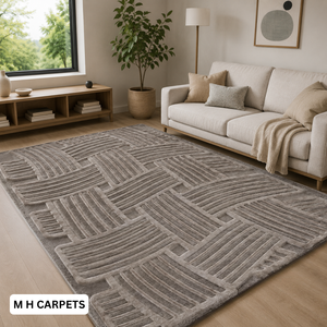 Tapis de luxe personnalisé en laine, écologique, fait main, moderne, antidérapant et lavable pour usage commercial et résidentiel - Product Image 4