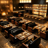 Canapé de bar à cigares vintage, style Old Money, pour café western et bar à cocktails, ensemble table et chaises de réception commerciales