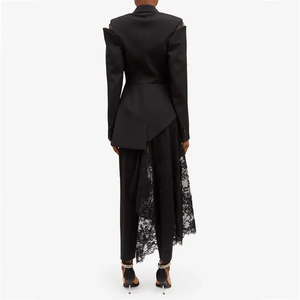Ropa personalizada Fabricación Otoño Primavera Alta Calidad <span class=keywords><strong>Cascada</strong></span> Encaje Chaqueta de lana Hombros recortados Elegante Mujeres blazer <span class=keywords><strong>Vestido</strong></span> - Product Image 4
